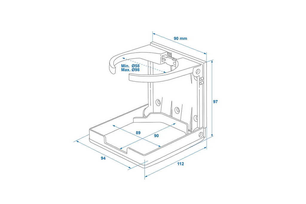 ProPlus 761474V01BK opvouwbare drankhouder voor blikjes en flessen met een diameter van 58-98 mm
