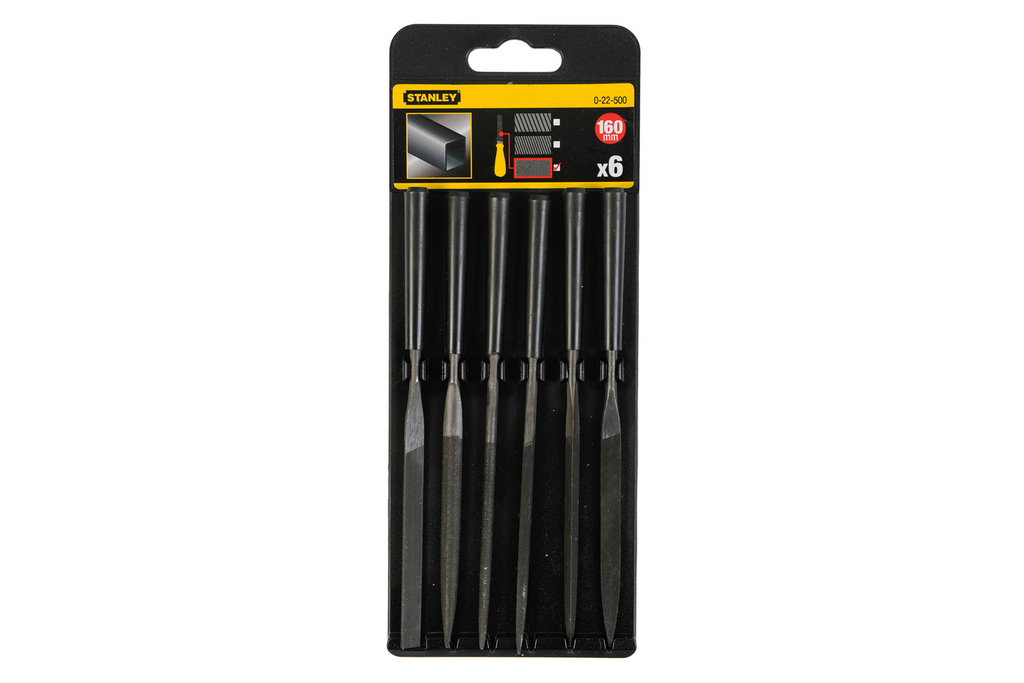 Set van zes STANLEY 0-22-500 naaldvijlen, lengte 160 mm