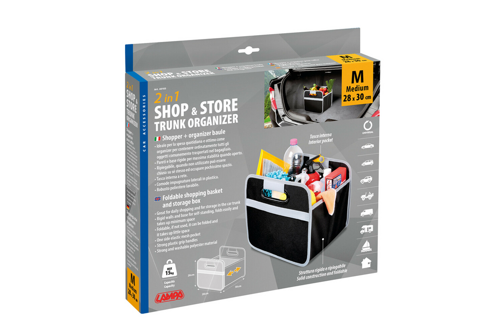 LAMPA Shop&amp;Store M boodschappenmand, opvouwbare opbergmand 32x27cm