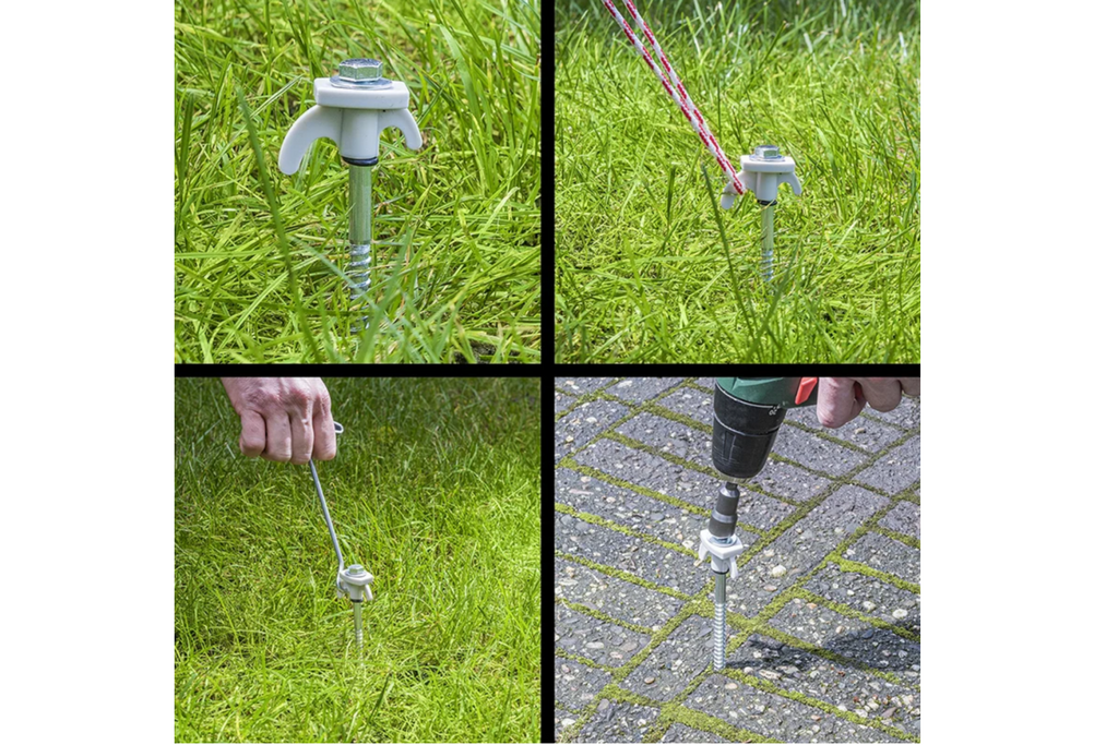 Set schroefbare tentpinnen voor ProPlus 365014 metalen pinnen met haak 20x20cm
