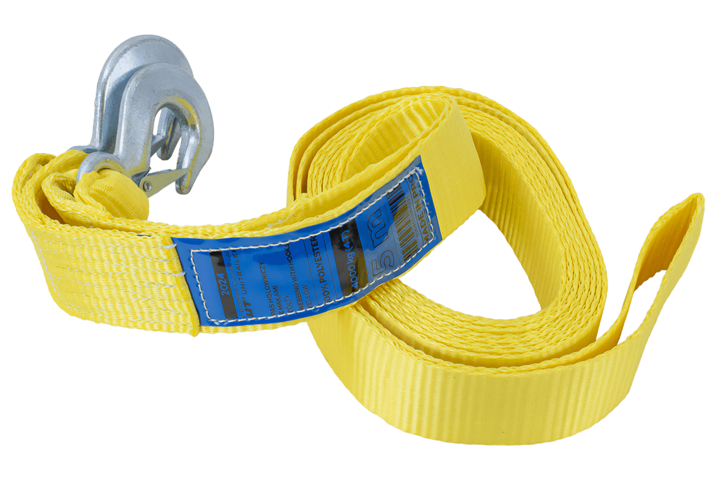 UNITRAILER sleepkabel met haken sleepband 5m/50mm/4t geel