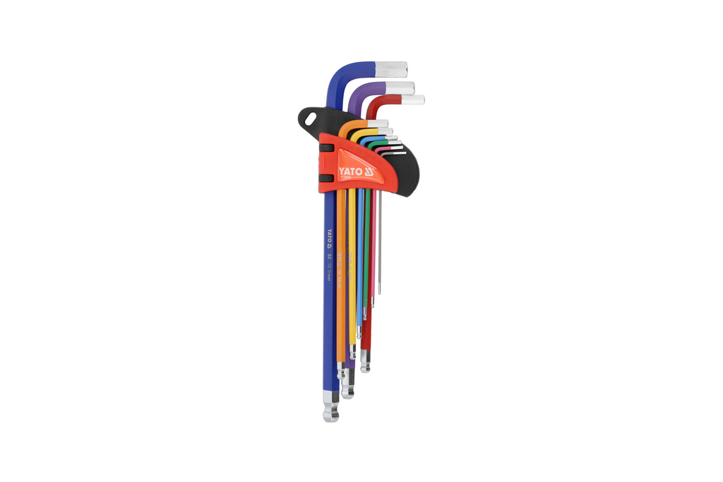 Set van negen YATO YT-05635 inbussleutels, bolkop, 1,5-10 mm